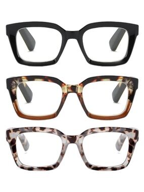 Oprah Square Oversized Reading Glasses Blue Light Blockers Magnification 1.0X